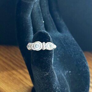Vintage Judith Ripka Three Stone Cubic Zirconia rope band ring